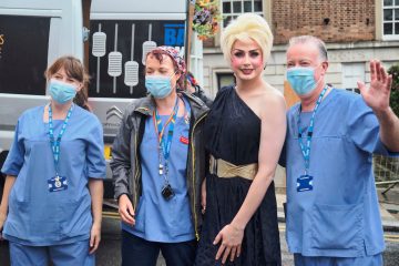 Miss Blair with NHS covid clinic staff
