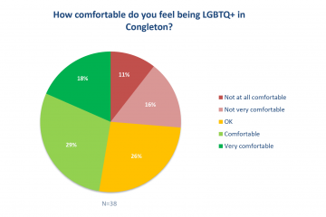 How comfortable do you feel being LGBTQ+ in Congleton? (pie chart)